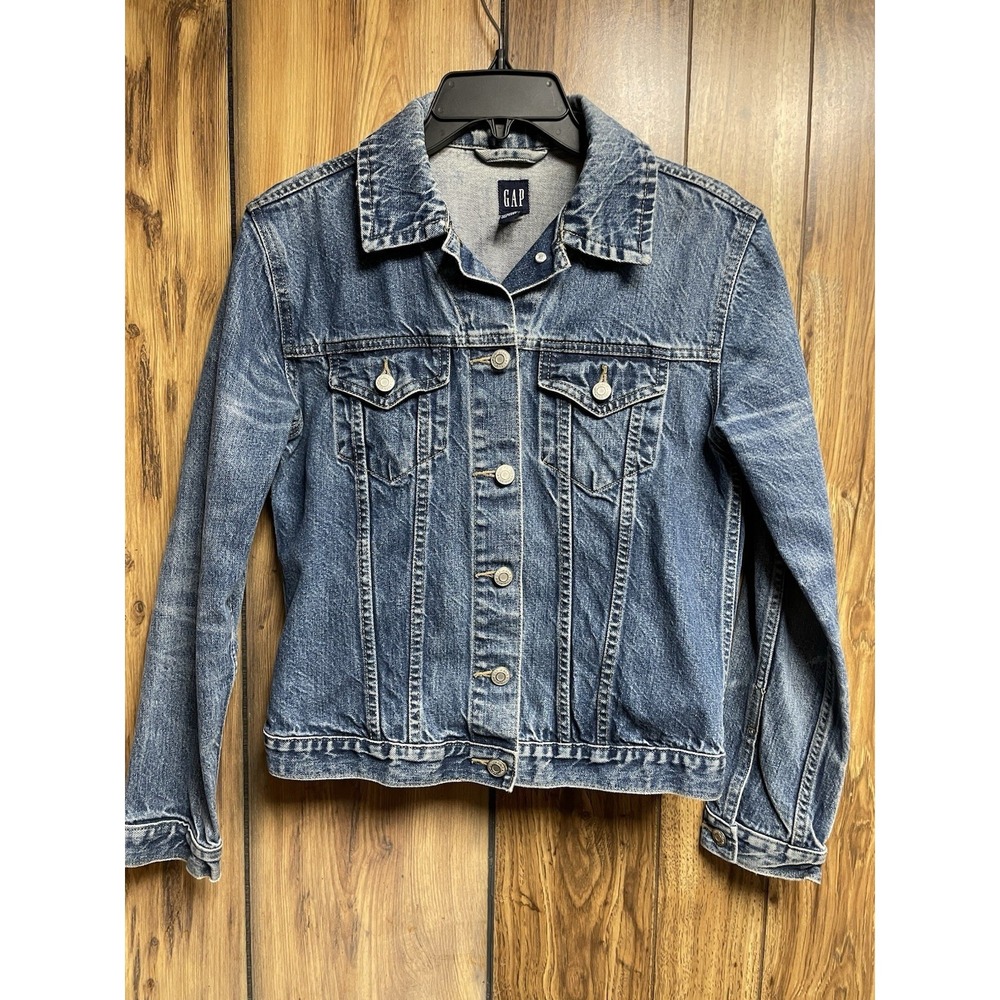 Vintage Gap‎ Denim Jacket Womens XS Blue Jean Stretch Y2K Fitted